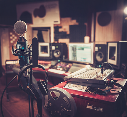 Close-up of boutique recording studio control.